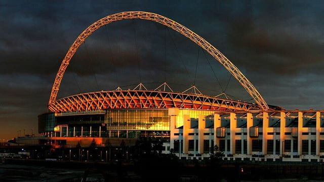 Wembley stadium at night
